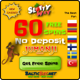 SlottyWay kasino 60 sangasungire gawo lililonse kuti akalembetsere BalticBet.net ili pachithunzipa.