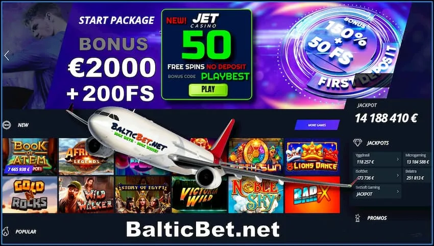 Обзор Нового JET Casino (2020) + 50 Вращений Без Депозита есть на фото.