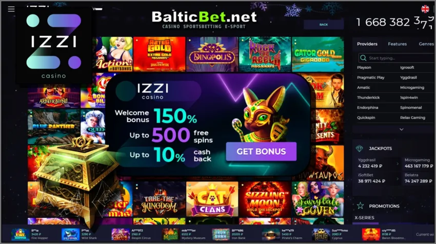 Лучшие Игры и Провайдеры в казино Izzi и бонус без депозита для новых игроков есть на фото.