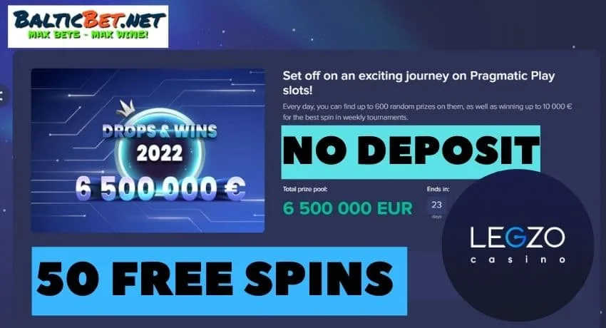 Зарегистрируйтесь в Legzo Casino с бонусным кодом PLAYBEST и получите 50 бесплатных вращений как новый игрок на фото.