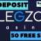 Получите 50 бесплатных вращений без депозита в Казино Legzo при использовании бонусного кода PLAYBEST на фото.