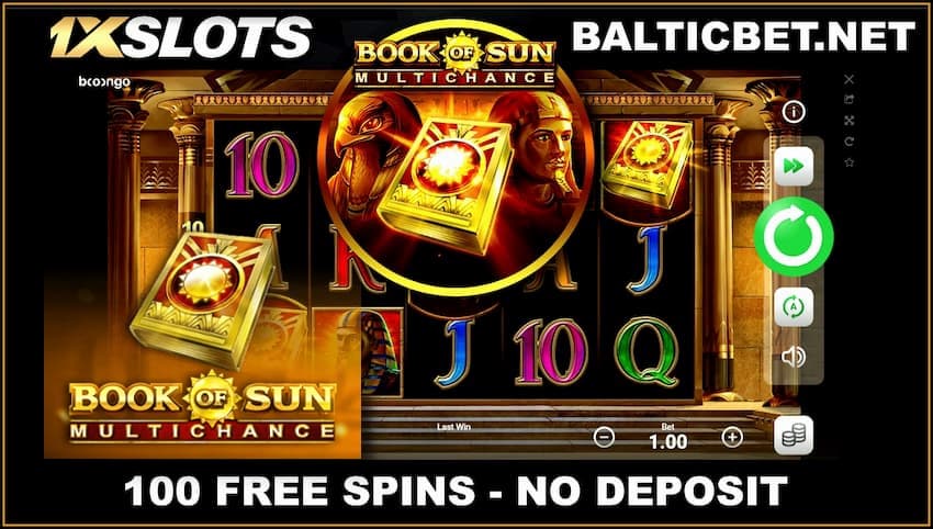 100 бесплатных вращений в лучшем казино 1xSlots на фото.